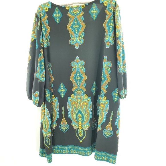 I-N-C International Concepts Woman black and teal tunic top 1X - Picture 2 of 12